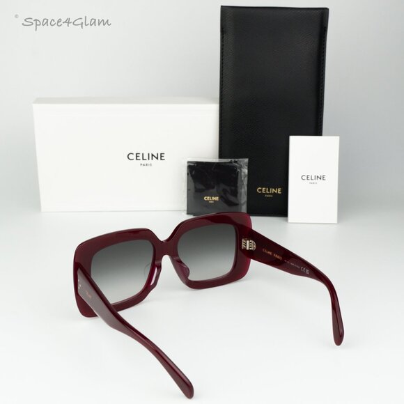 BRAND NEW Celine CL40263F 69B Shiny Bordeaux Gradient Smoke Geometric Sunglasses - Picture 8 of 8